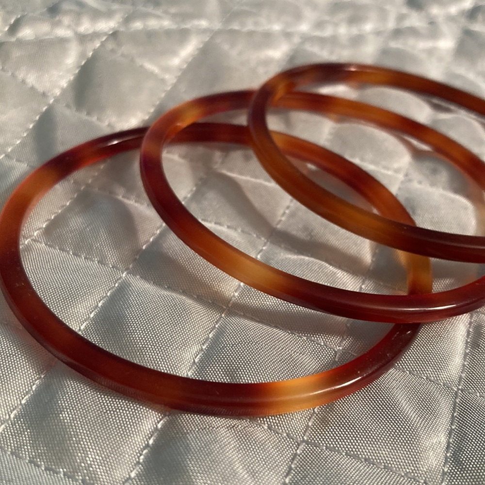3 Vintage Tortoise Shell Bangles - image 2